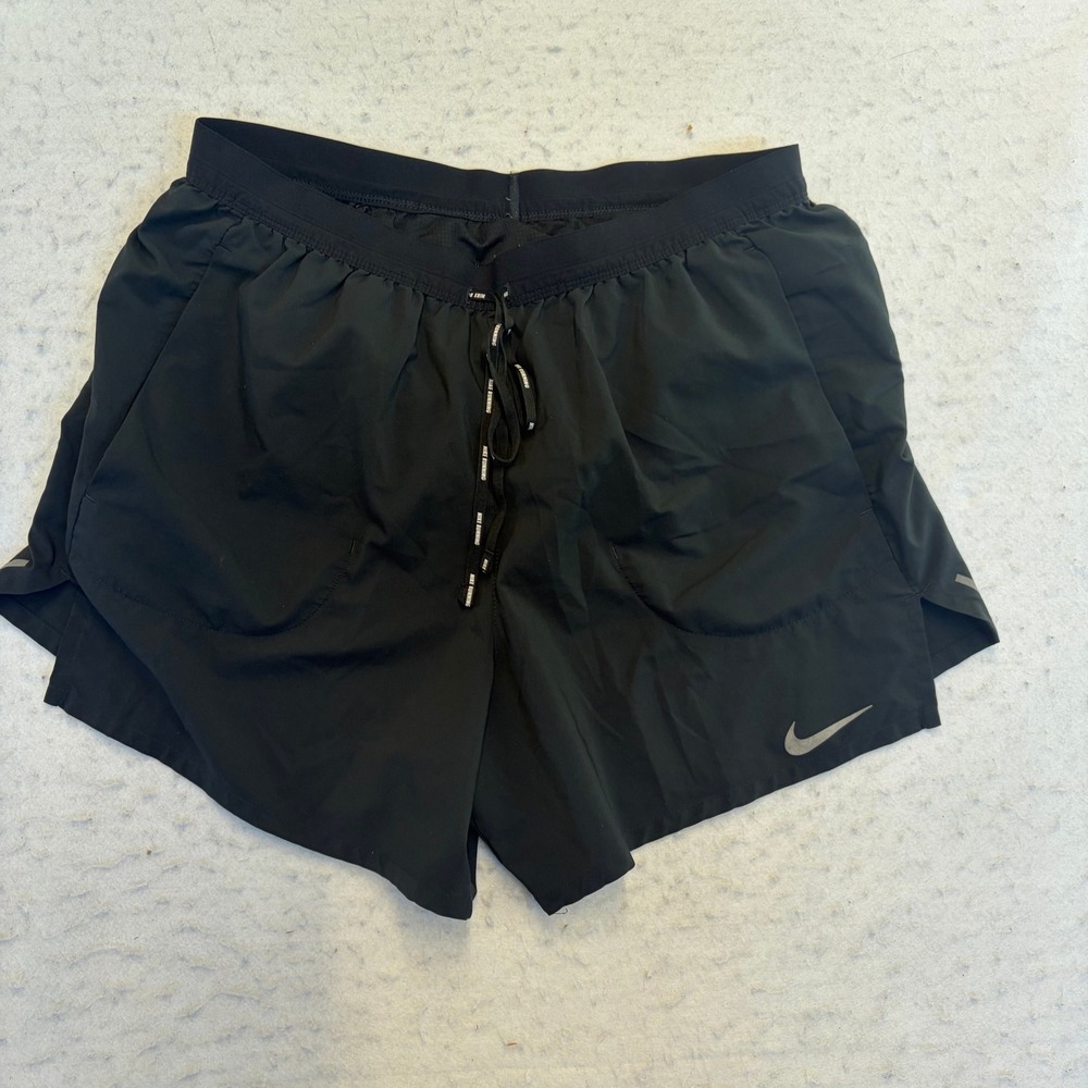 Nike Running Shorts Mens Large Black Dri-Fit Athletic Drawstring Pocket